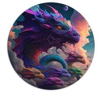 1000 Piece Jigsaw Puzzle Brave Dragon 1000-Piece Round Jigsaw Puzzle Family Interactive Game, Ideal for Teenagers, Brain Teaser Gift 67.5x67.5cm