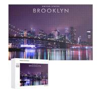 1000 Piece Jigsaw Puzzle, Brooklyn Nights City Lights Reflecting on Wa