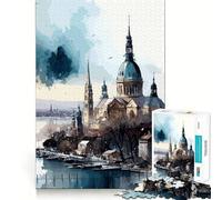 1000 Piece Jigsaw Puzzle Budapest Watercolor City Neat Edge Decor Problem Solve Fun Easy Time Fun Xmas Decor Gift (38x26cm)