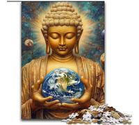 1000 Piece Jigsaw Puzzle Buddha Holding The Earth Jigsaw Puzzle Made of Wood with Family Interactive Game, for Ages 14+ size 50X75CM