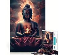1000 Piece Jigsaw Puzzle Buddha Pink Lotus Candle Flawless Fit Art Brain Boosting Play Rest Time Play Christmas Wall Art (38x26cm)
