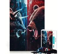 1000 Piece Jigsaw Puzzle Bulls Versus Bears Neat Edge Decor Problem Solve Fun Easy Time Fun Xmas Decor Gift (38x26cm)