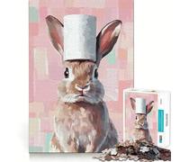 1000 Piece Jigsaw Puzzle Bunny with Toilet Paper Hat Fine Edge Craft Brain Skill Play Relax Game Play Christmas Art Gift (50x75cm)