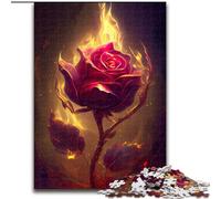 1000 Piece Jigsaw Puzzle Burning Rose Made of Wood, Idea, Humorous Artwork, Detailed Artwork 50x75cm An for Christmas Or Birthdays
