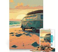 1000 Piece Jigsaw Puzzle Bus On The Beach Flawless Fit Art Brain Boosting Play Rest Time Play Christmas Wall Art (38x26cm)