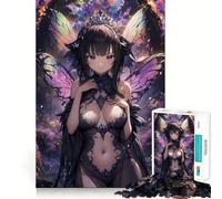 1000 Piece Jigsaw Puzzle Butterfly Anime Girl Flawless Fit Art Brain Boosting Play Rest Time Play Christmas Wall Art (50x75cm)