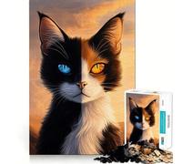 1000 Piece Jigsaw Puzzle Calico Cat Sharp Cut Art Logic Thinking Play Chill Time Play Birthday Fun Gift (50x75cm)