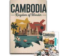 1000 Piece Jigsaw Puzzle, Cambodia︰ Kingdom of Wonder Travel Poster