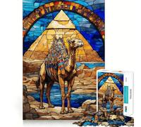 1000 Piece Jigsaw Puzzle Camel Stained Glass Sharp Cut Art Logic Thinking Play Chill Time Play Birthday Fun Gift (38x26cm)