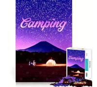 1000 Piece Jigsaw Puzzle Camping Mountain Sunset Neat Edge Decor Problem Solve Fun Easy Time Fun Xmas Decor Gift (38x26cm)