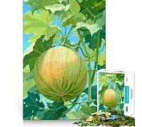 1000 Piece Jigsaw Puzzle Cantaloupe Growing on Vine Illustration Flawless Fit Art Brain Boosting Play Rest Time Play Christmas Wall Art (50x75cm)