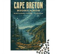 1000 Piece Jigsaw Puzzle, Cape Breton Highlands National Park Vintage Poster, 52x38cm/1000pcs