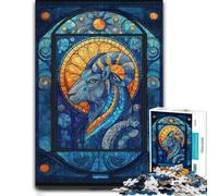1000 Piece Jigsaw Puzzle, Capricorn Zodiac Sign Stained Glass Art