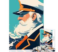 1000 Piece Jigsaw Puzzle Captain with White Beard Minimalist Art Adult Jigsaw Puzzles Precision Cutting Wishlist with Santa Claus Beautiful Design Game (50x75cm)