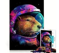 1000 Piece Jigsaw Puzzle Capybara Astronaut Galaxy Flawless Fit Art Brain Boosting Play Rest Time Play Christmas Wall Art (38x52cm)