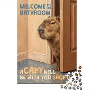 1000 Piece Jigsaw Puzzle, Capybara Bathroom Welcome, 38x26cm/1000pcs, for Adults, Family Activity, Time Around The Table And Weekend Downtime