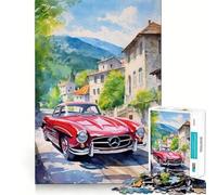 1000 Piece Jigsaw Puzzle Car Watercolor Sharp Cut Art Logic Thinking Play Chill Time Play Birthday Fun Gift (38x52cm)