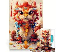 1000 Piece Jigsaw Puzzle Cartoonized Chinese Dragon Flawless Fit Art Brain Boosting Play Rest Time Play Christmas Wall Art (38x52cm)