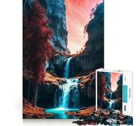 1000 Piece Jigsaw Puzzle Cascading Waterfall Canyon Neat Edge Decor Problem Solve Fun Easy Time Fun Xmas Decor Gift (50x75cm)