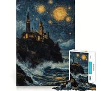 1000 Piece Jigsaw Puzzle Castle by The Sea Fine Edge Craft Brain Skill Play Relax Game Play Christmas Art Gift (38x52cm)