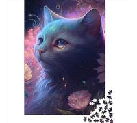 1000 Piece Jigsaw Puzzle Cat And Flower Neon 1 Jigsaws Puzzles Paper Puzzle Assembly Toy Family Interactive Game 1000pcs (38x26cm)