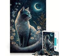 1000 Piece Jigsaw Puzzle Cat And Flower Neon Fine Edge Craft Brain Skill Play Relax Game Play Christmas Art Gift (50x75cm)