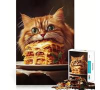 1000 Piece Jigsaw Puzzle Cat And Lasagna Flawless Fit Art Brain Boosting Play Rest Time Play Christmas Wall Art (50x75cm)