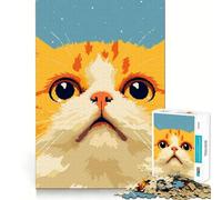 1000 Piece Jigsaw Puzzle Cat Curious Face Pixel Art Fine Edge Craft Brain Skill Play Relax Game Play Christmas Art Gift (38x26cm)