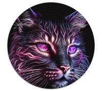 1000-Piece Jigsaw Puzzle Cat Face Round Puzzles 1000 Pieces for Adults Ideal And Home Decor 67.5x67.5cm