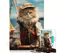1000 Piece Jigsaw Puzzle Cat Fishermen Flawless Fit Art Brain Boosting Play Rest Time Play Christmas Wall Art (50x75cm)