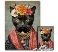 1000 Piece Jigsaw Puzzle Cat Flowers Cardboard Puzzles Educational Games, Enhance Love between Couples for Age 14 Years Up 26X38CM