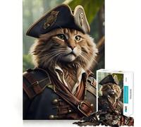 1000 Piece Jigsaw Puzzle Cat Funny Pirates Sharp Cut Art Logic Thinking Play Chill Time Play Birthday Fun Gift (50x75cm)