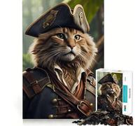 1000 Piece Jigsaw Puzzle Cat Funny Pirates Sharp Cut Art Logic Thinking Play Chill Time Play Birthday Fun Gift (38x26cm)