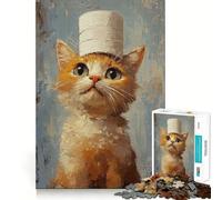 1000 Piece Jigsaw Puzzle Cat in A Toilet Paper Hat Flawless Fit Art Brain Boosting Play Rest Time Play Christmas Wall Art (38x26cm)