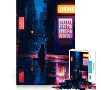 1000 Piece Jigsaw Puzzle Cat in Rainy City Alley Fine Edge Craft Brain Skill Play Relax Game Play Christmas Art Gift (38x26cm)