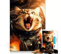 1000 Piece Jigsaw Puzzle Cat Lost in Space Sharp Cut Art Logic Thinking Play Chill Time Play Birthday Fun Gift (38x52cm)