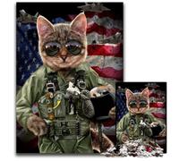 1000 Piece Jigsaw Puzzle Cat Pilot in The Air Force Puzzles for Adults Ideal for Lover, Perfect Christmas, New Year, Valentine's Gift 26X38CM/10.23x14.96inch