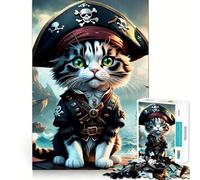 1000 Piece Jigsaw Puzzle Cat Pirate Animal Exact Cut Play Smart Brain Toy Relax Time Game Christmas Art Display (38x26cm)