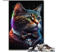 1000-Piece Jigsaw Puzzle Cat with Bow Impossible Jigsaw Puzzles for Adults Educational Brain Teaser, Artistic Home & Office Decor, 14+ Age size 50x75cm