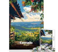 1000 Piece Jigsaw Puzzle Cerrado Brazil Landscape Illustration Educational Games Precision Cutting Anti-Stress Toys Birthday Present,Travel Gifts, (38x26cm)