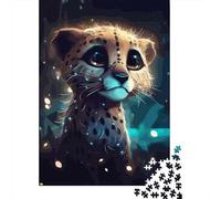 1000 Piece Jigsaw Puzzle, Cheetah Cub in The Night, 38x26cm/1000pcs, for Adults, Puzzle Lover Present, Family Activity And Quiet Weekends