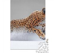 1000 Piece Jigsaw Puzzle, Cheetah Running in Snow, 70x50cm/1000pcs, for Adults, Family Activity, Time Around The Table And Weekend Downtime