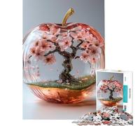 1000 Piece Jigsaw Puzzle Cherry Blossom Tree in Glass Apple for Educational Game Addictive Toys to Cultivate Patience Art Work Gifts Analysis And Logic (Size 38x26cm)
