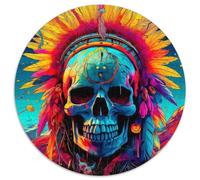 1000-Piece Jigsaw Puzzle Chief Skull Round Puzzles 1000 Pieces for Adults Ideal And Home Decor 67.5x67.5cm
