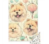 1000 Piece Jigsaw Puzzle, Chow Chow Dog Art Print, 52x38cm/1000pcs, for Adults, Thoughtful Gift Idea, Winter Home Activity And Time at Home