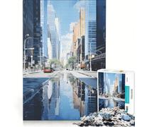 1000 Piece Jigsaw Puzzle Cityscape Reflections, Family Game, Pattern Assembly, with Fully Interlocking Randomly Shaped Pieces 38x26cm