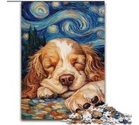 1000 Piece Jigsaw Puzzle Cocker Spaniel Night Sky Made of Wood, for Parents, Lovers, Friends - Age 14+ 50x75cm An for Christmas Or Birthdays