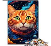 1000 Piece Jigsaw Puzzle Colorful Art Cat Made of Wood, Fun at Home Activities, Birthday Present, Travel Gifts 50x75cm for Family Interactive Game