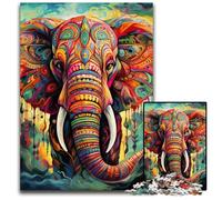 1000 Piece Jigsaw Puzzle Colorful Art Elephant Puzzles for Adults Ideal for Lover, Perfect Christmas, New Year, Valentine's Gift 26X38CM/10.23x14.96inch