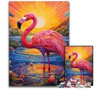1000 Piece Jigsaw Puzzle Colorful Art Flamingo Puzzles for Adults Ideal for Lover, Perfect Christmas, New Year, Valentine's Gift 50x75CM/19.68x29.52inch
